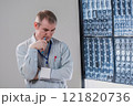 An experienced surgeon, a doctor thought about the x-ray images of a patient 121820736