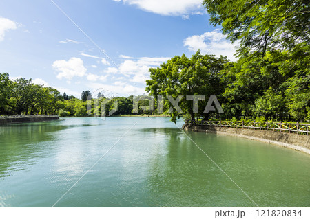 Beautiful lakeshore landscape of Chengcheng Lake Scenic Area in Kaohsiung, Taiwan. Beautiful lakeshore landscape of Chengcheng Lake Scenic Area in Kaohsiung, Taiwan. 121820834