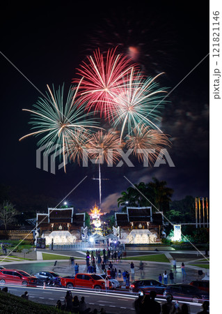 Beautiful fireworks at The Royal Park Rajapruek Chiangmai Thailand. 121821146