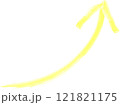 黄色の右肩上がり矢印の水彩イラスト素材 121821175