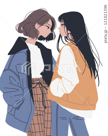 女の子2人のイラストのイラスト素材 [121821396] - PIXTA