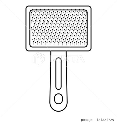 The brush is an accessory for pet care. Contour isolated illustration. 121821729