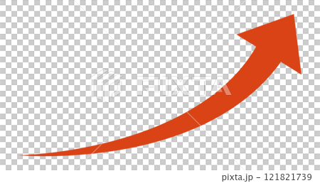 右肩上がりに上昇する赤い矢印のベクターアイコン 121821739
