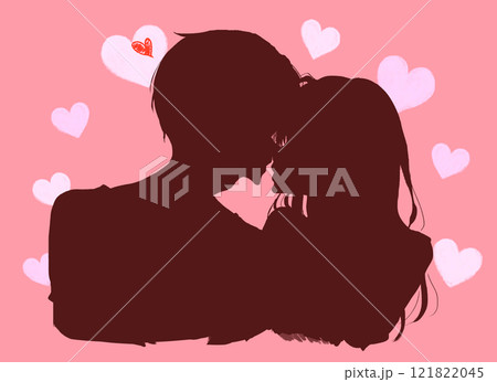 キスをしようとする男女 影絵 ハート キスをしようとする男女 影絵 ハート 121822045