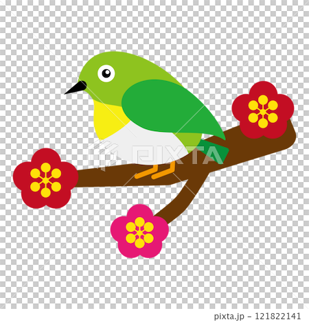 白眼的簡單平面插圖，春天的到來，白色背景 121822141