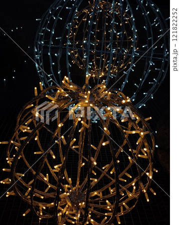 Christmas lights shining brightly in prague at night 121822252