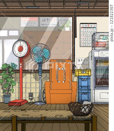 銭湯の脱衣所（休憩所）の背景イラスト 121822307