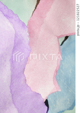 Pastel Rainbow Colour Ripped Torm Paper Background Painted with Watersolou Abstract 121822527