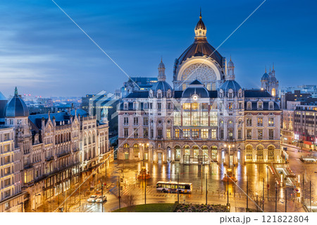Antwerp, Belgium cityscape at Centraal Railway Station 121822804