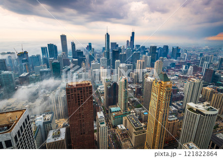 Chicago, IL, USA Cityscape with Fog 121822864