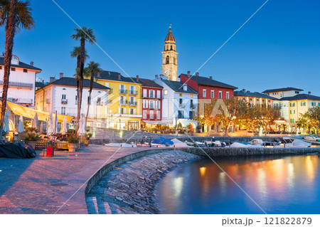 Ascona, Switzerland townscape on the shores of Lake Maggiore Ascona, Switzerland townscape on the shores of Lake Maggiore 121822879