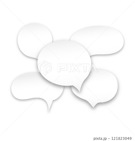 White speech bubbles with shadow on a white isolated background. The concept of communication between people in society. Vector illustration. White speech bubbles with shadow on a white isolated background. The concept of communication between people in society. Vector illustration. 121823049