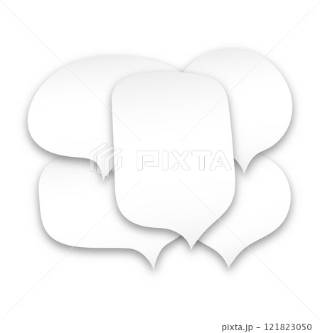White speech bubbles with shadow on a white isolated background. The concept of communication between people in society. Vector illustration. White speech bubbles with shadow on a white isolated background. The concept of communication between people in society. Vector illustration. 121823050