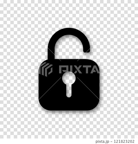 Padlock icon isolated on transparent background. Symbol sign unlock. Vector illustration. 121823202