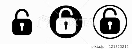 Unlock icons set. Unlock sign and symbol. unlocked padlock icon 121823212