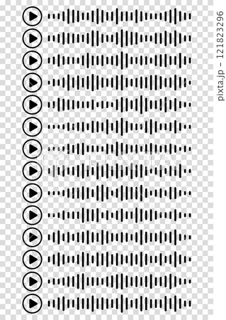 Audio wave. icon sound song. podcast set waves. Symbols on transparent isolated background. Voice message. Vector illustration. EQ 121823296