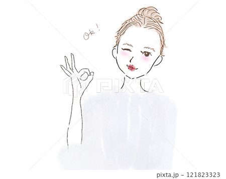 OKサインをするウィンクする女性 OKサインをするウィンクする女性 121823323