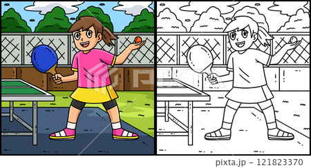 Female Table Tennis Player Serving Illustration Female Table Tennis Player Serving Illustration 121823370