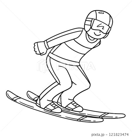 Female Ski Jumper Reaching Out Run Isolated Female Ski Jumper Reaching Out Run Isolated 121823474