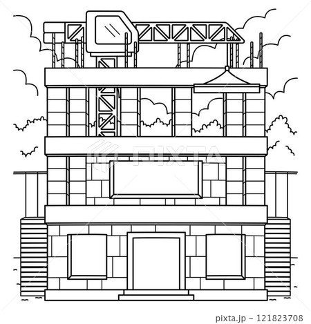 Construction Site with Tower Crane Coloring Page Construction Site with Tower Crane Coloring Page 121823708