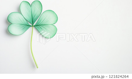 A stylish minimalist shamrock embodies Irish culture and St. Patrick Day with modern simplicity and soft green shades 121824264