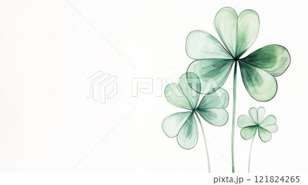 Minimalist shamrock featuring clean lines and harmonious soft greens, ideal for St. Patrick celebration 121824265