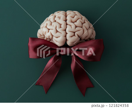 human brain with ribbon and bow as a gift human brain with ribbon and bow as a gift 121824358