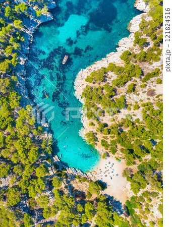 Aerial view of Calanques National Park near Cassis fishing village, Provence, France Aerial view of Calanques National Park near Cassis fishing village, Provence, France 121824516