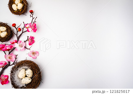 Happy Easter concept with easter eggs Happy Easter concept with easter eggs 121825017