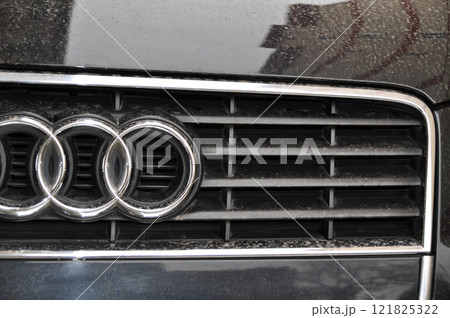 Audi logo, luxury car in Istanbul city, February 19 2011 Istanbul Pendik Turkey used car market 121825322