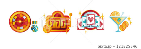 Casino Game Flat Object and Element Vector Set Casino Game Flat Object and Element Vector Set 121825546