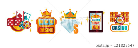 Casino Game Flat Object and Element Vector Set Casino Game Flat Object and Element Vector Set 121825547
