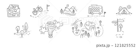 Travel and Vacation Line Object and Element Vector Set Travel and Vacation Line Object and Element Vector Set 121825552