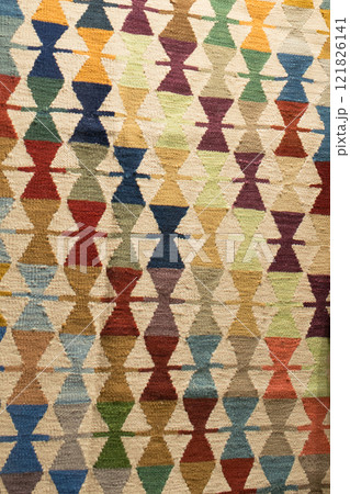 Backgrounds. Colorful turkish carpet, kilim 121826141