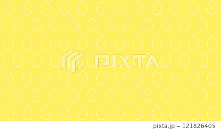 Seamless pattern with white egg outlines on yellow background. Easter theme design for wallpaper, textile, and greeting card 121826405