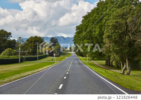 Countryside road in New Zealand 121826448