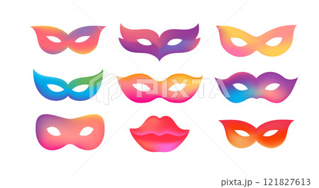 Colorful carnival masks graphic elements collection 121827613