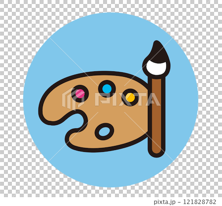 Palette and paint icon. Art, fine art, oil painting image. 121828782