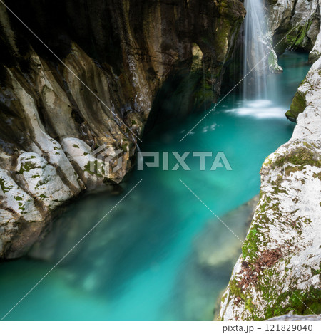 Beautiful waterfall on soca river Beautiful waterfall on soca river 121829040