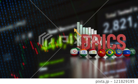 The BRICS is an acronym for Economist  for Business concept 3d Rendering. 121829195