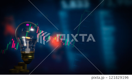 The Light Bulb and coins for Business concept 3d Rendering. 121829196