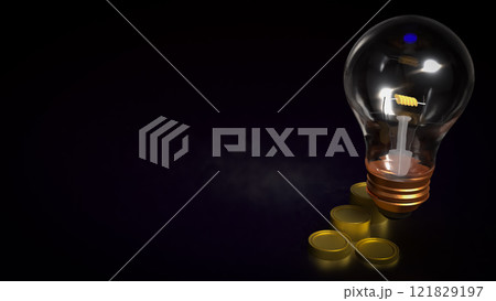 The Light Bulb and coins for Business concept 3d Rendering. 121829197