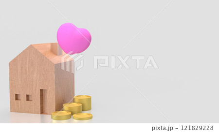 The Wood House and Heart for Property or Building concept 3d rendering. 121829228