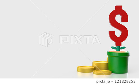 The Red Dollar symbol in Plant for Business concept 3d rendering. 121829255