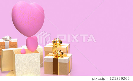 The Heart and Gift box for celebration or Valentine concept 3d Rendering. The Heart and Gift box for celebration or Valentine concept 3d Rendering. 121829263