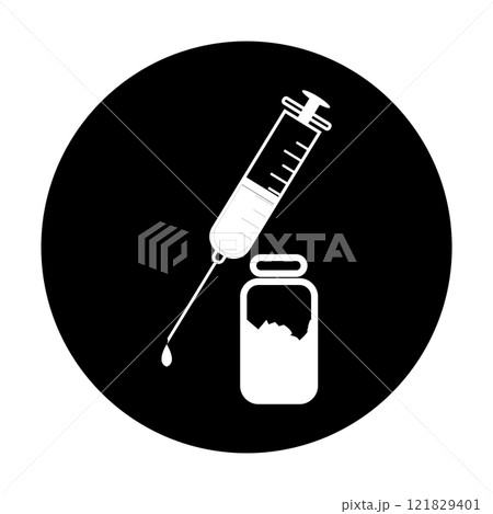 symbol illustration of drug injection symbol illustration of drug injection 121829401