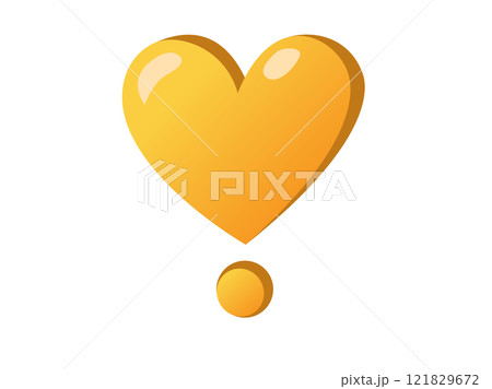 Love gradient gold glossy love heart exclamation mark icon, used for expressions of passion, romance 121829672
