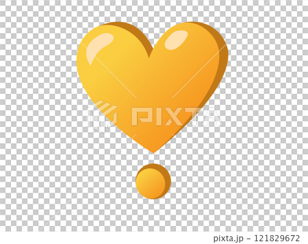 Love gradient gold glossy love heart exclamation mark icon, used for expressions of passion, romance 121829672