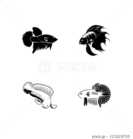 Betta fish icon set 121829710