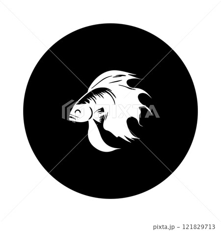 fish icon with black circle background fish icon with black circle background 121829713